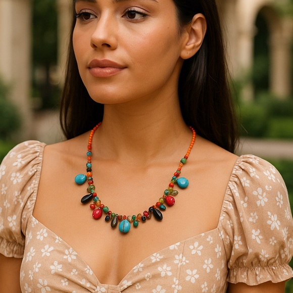 Vibrant Multicolor Beaded Necklace - Picture 1 of 4